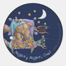 Nighty-Nacht, Eule Runde Aufkleber