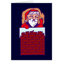 Nikolaus Weihnachtsmann Santa Claus Kamin chimney Grußkarten