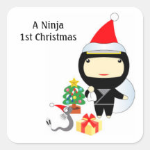 Ninja 1. Weihnachten Quadratsticker