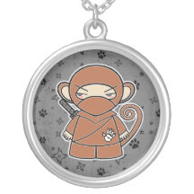 Ninja Affe! Ninjadorables Grau-Halskette