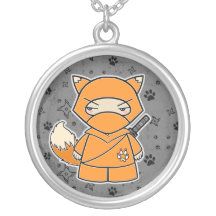 Ninja Fox! Ninjadorables Grau-Halskette