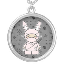 Ninja Häschen! Ninjadorables Grau-Halskette