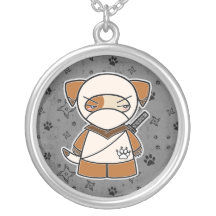 Ninja Hündchen! Ninjadorables Grau-Halskette