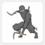 Ninja ~ Ninjas Kampfkunst-Kriegers-Fantasie-Kunst Quadratsticker