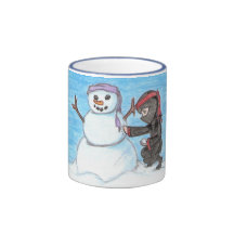 Ninja Schneemann-Wecker Becher Kaffee Haferl