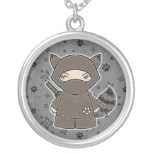 Ninja Waschbär! Ninjadorables Grau-Halskette