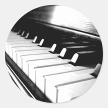 Noble schwarze u. weiße Klavier-Fotografie Runde Sticker