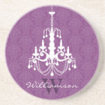 Nobler Damast-Leuchter-Monogramm-Untersetzer (lila