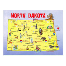 North- DakotaStaats-Karte Postkarte