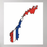 Norwegen-Flaggen-Karte Größengleich Plakate