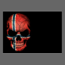 Norwegian Flag Skull on Black visitenkarten