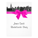 NYC breites Skyline-Ätzung BW-Pink Bachelorette PT einladungen