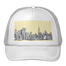 NYC, das im Sahneelfenbein zeichnet Baseball Kappen