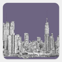 NYC, das in lila Lila zeichnet Sticker