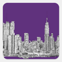 NYC in Lila Quadrataufkleber