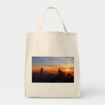 NYC Skyline am Sonnenuntergang, Blau, Gold, orange Einkaufstasche