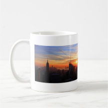 NYC Skyline am Sonnenuntergang, Blau, Gold, orange Kaffee Tassen