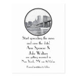 NYC Skyline Bklyn Br runde geätzte 01 Save the Dat Postkarte