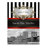 NYC Skyline-Brooklyn-Brücke, Boot Save the Date Postkarten