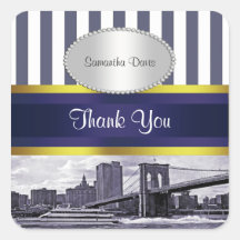 NYC Skyline-Brooklyn-Brücken-blaue weiße Bevorzugu Sticker