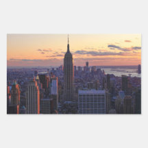 NYC Skyline kurz vor Sonnenuntergang Rechrteckaufkleber