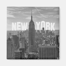NYC Skyline-Reich-Staats-Gebäude, WTC BW 2C Kühlschrankmagnet