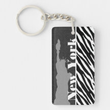 NYC; statue of liberty,Black & White Zebra Stripes Key Chain