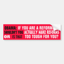 OBAMA DER REFORM-LESS REFORMER! AUTOAUFKLEBER