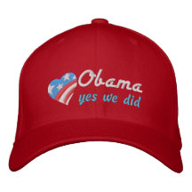 Obama, ja taten wir bestickte baseballkappen