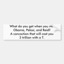 Obama, Pelosi und Reid = 3 Trillion Auto Aufkleber