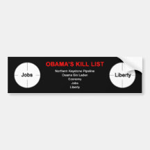 Obamas Tötungs-Liste - Autoaufkleber