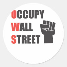 Occupy Wall Street. Runder Aufkleber
