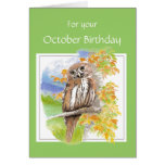 Oktober-Geburtstag, Fall-Eulen-Vogel Karten