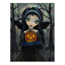 Oktober-Holz-gotische Vampirs-Halloween-Postkarte
