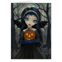 Oktober-Holz-Vampirs-Großauge-Halloween-Karte