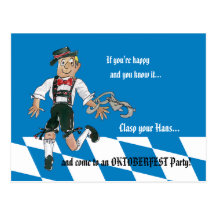 Oktoberfest blaue Party Einladungs-Postkarte