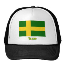 Öland Flagge mit dem Namen (nicht offiziell) Caps