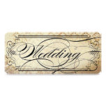 Old Paper Ticket Flourish Typography Wedding Announcements