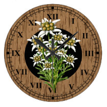 Old World Look Faux Wood & Edelweiss wanduhren