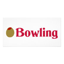 Olivgrüner (i-Liebe-) Bowling Photo Grußkarte