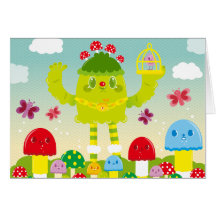 OLLABOKU Frühlings-Monster Grußkarte