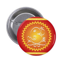 OM Ganesha mit gelbem Stern Button