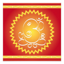 OM Ganesha mit gelbem Stern Personalisierte Einladungskarte