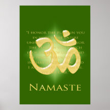 OM im Grün u. im Gold - Namaste Plakatdruck