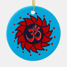 OM und roter Pinwheel - Yoga-Verzierung Ornament