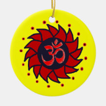 OM und roter Pinwheel - Yoga-Verzierungen Weihnachtsbaum Ornament