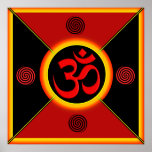 OM Yantra rot/Schwarzes/Gold Plakatdrucke