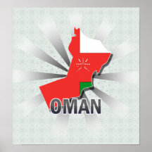 Oman-Flaggen-Karte 2,0 Plakate