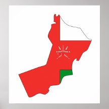 Oman-Flaggen-Karte Größengleich Plakatdrucke