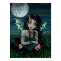 Ominös süße Vampirs-Fee-Postkarte